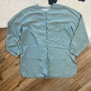 vintage "Silk Essentials" button-front top 100% silk natural fibers